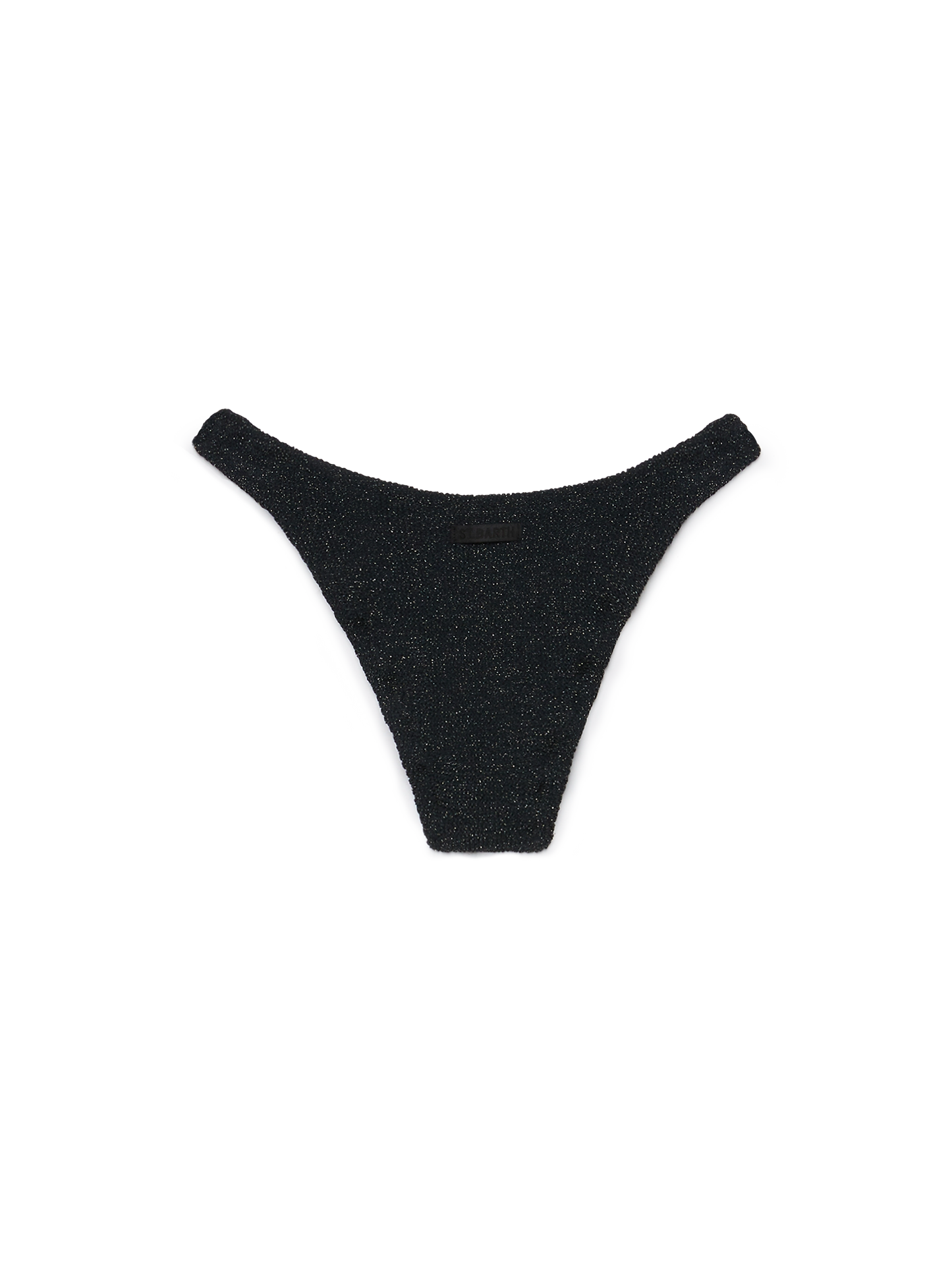 Elise – Klassischer, schwarzer Badeslip aus Crinkle-Lurex