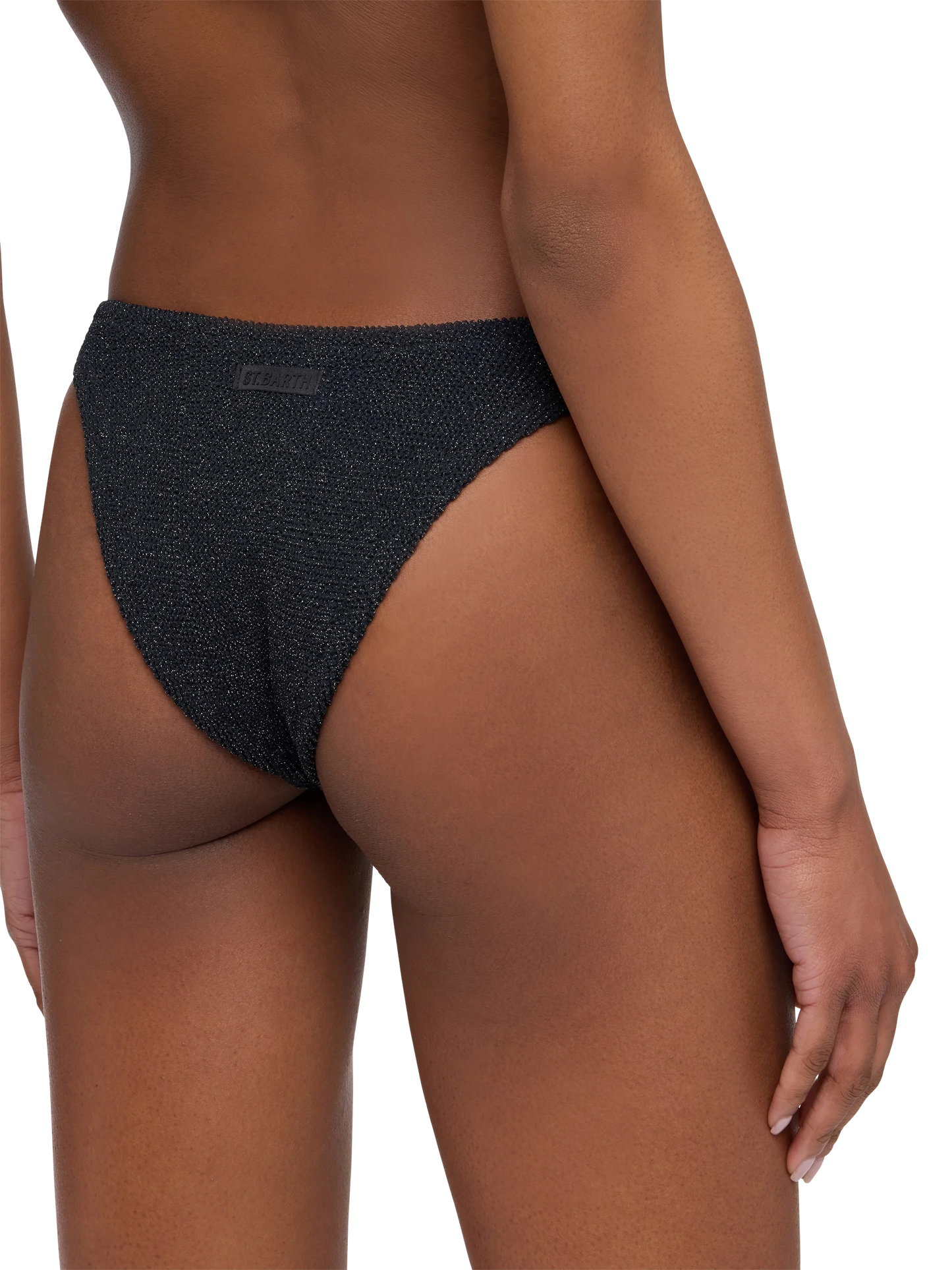 Bandeau bikini Yulia Elise in black crinkle lurex