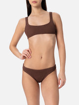 Woman brown crinkle bralette bikini Naima Elise