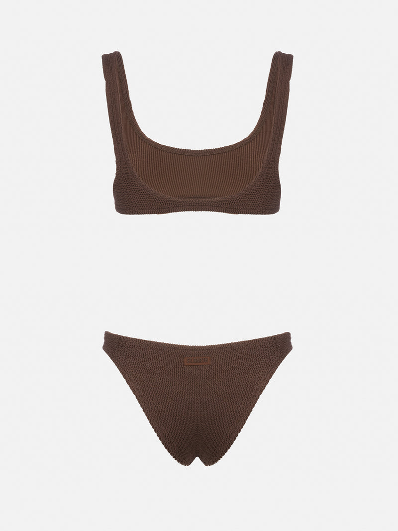 Woman brown crinkle bralette bikini Naima Elise