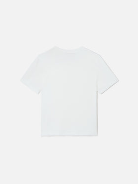 T-shirt Elly bianca con stampa leopardi e ricamo Tutta la mamma