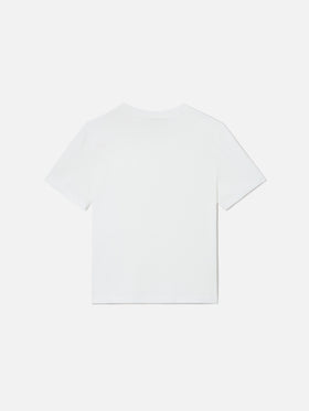 Elly T-shirt in white cotton with Selfie Queen embroidery