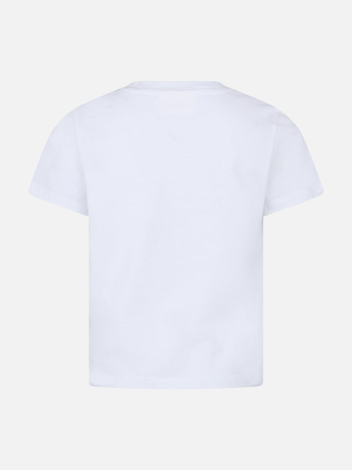 Girl cotton jersey crewneck t-shirt Elly with Vacay mood embroidery - MC2 Saint Barth