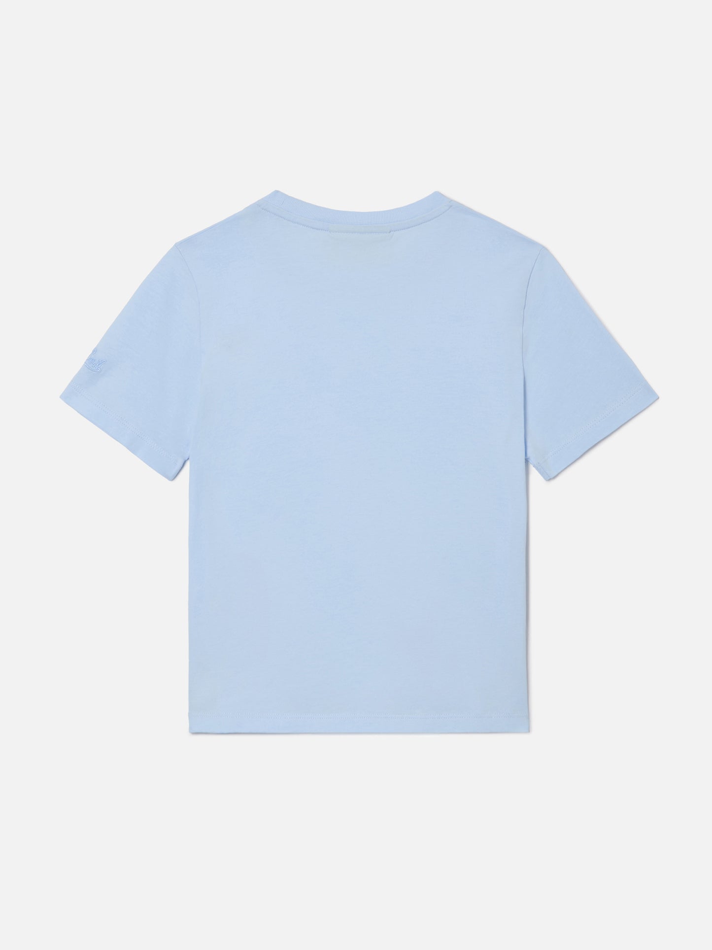 Elly T-shirt in light blue cotton with Viziata da papà embroidery