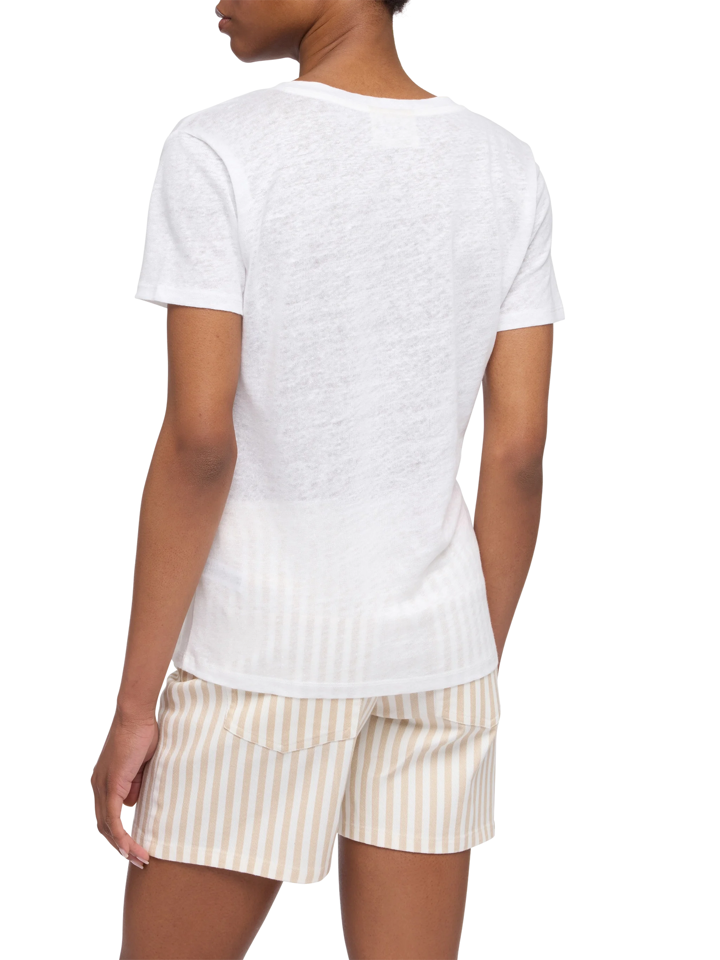 Linen jersey white V-neck t-shirt Eloise
