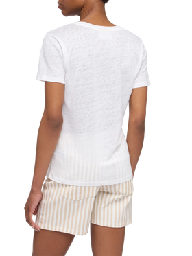 Linen jersey white V-neck t-shirt Eloise