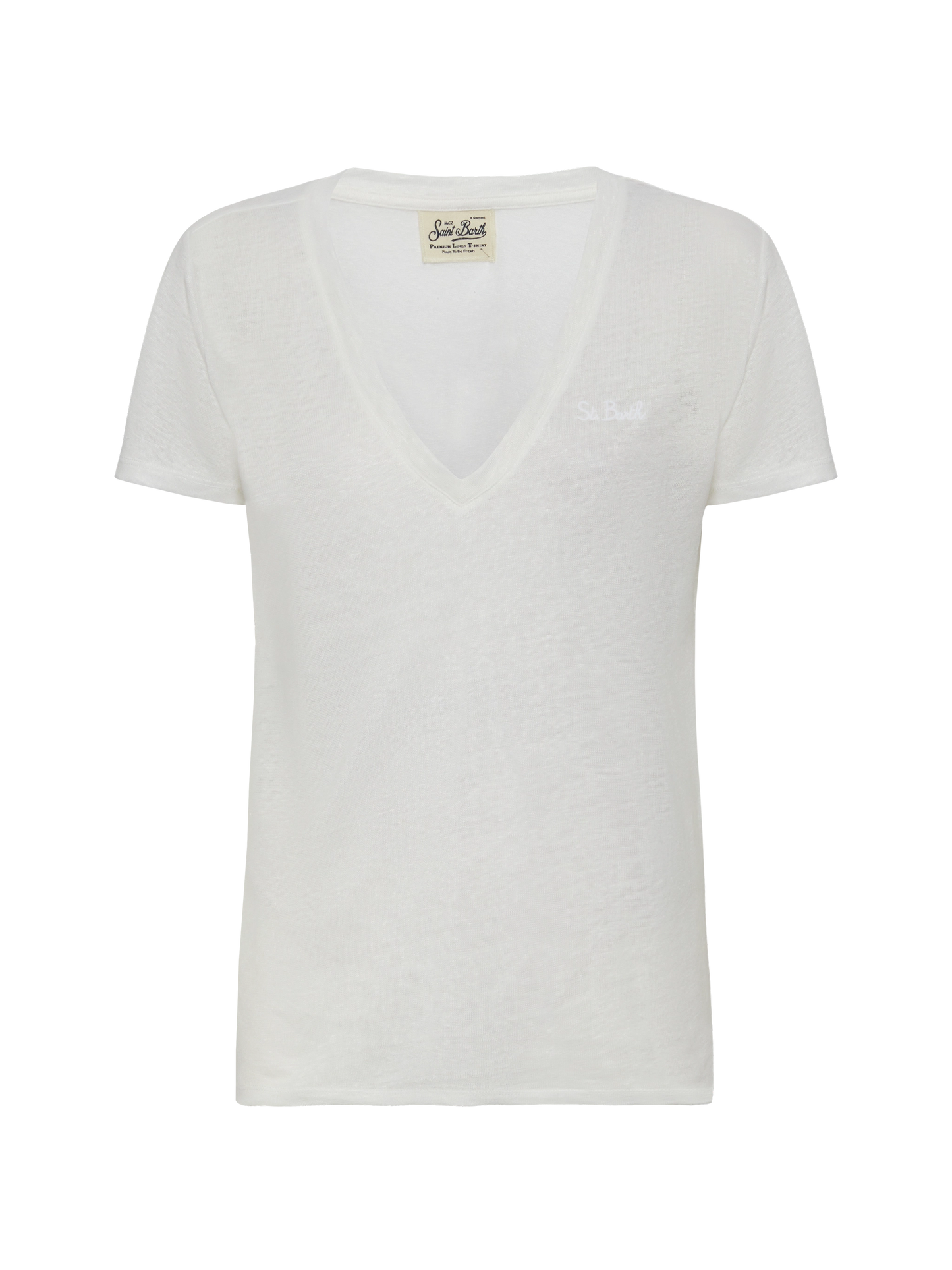 Linen jersey white V-neck t-shirt Eloise
