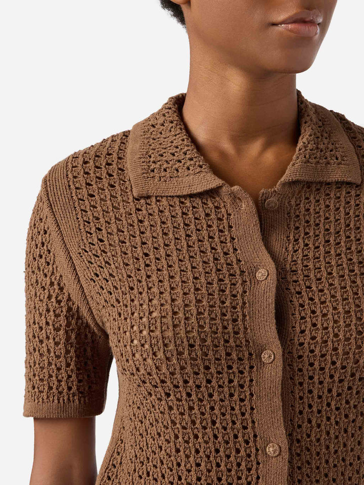 Brown Elowen cardigan in crochet