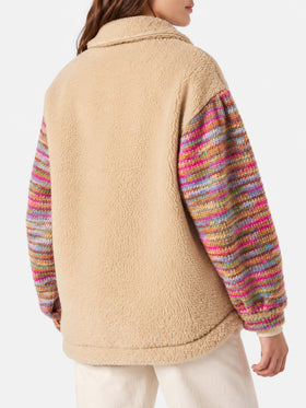 Veste Elys beige effet sherpa avec détails au crochet 