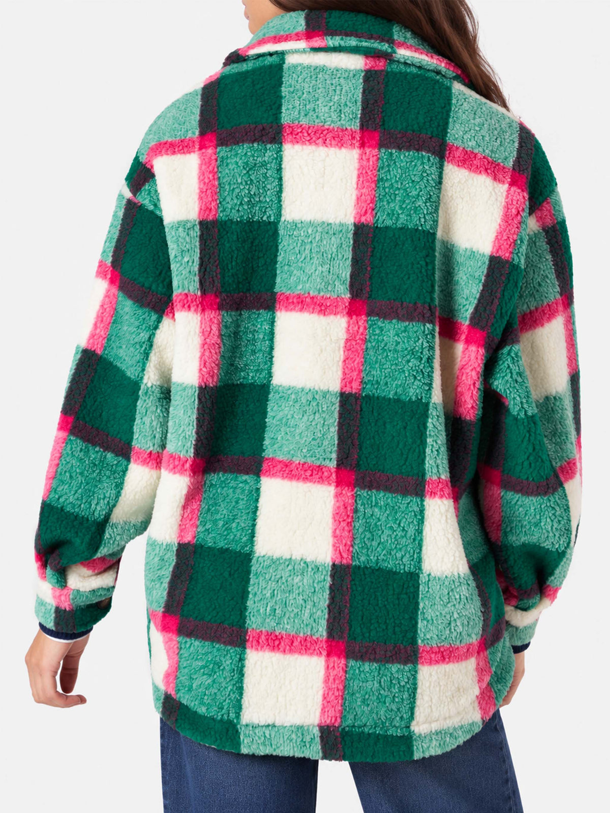 Sobrecamisa chaqueta Elys de sherpa con motivo tartán 