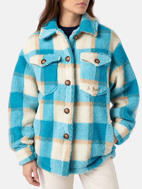 Overshirt Elys in sherpa con fantasia tartan 