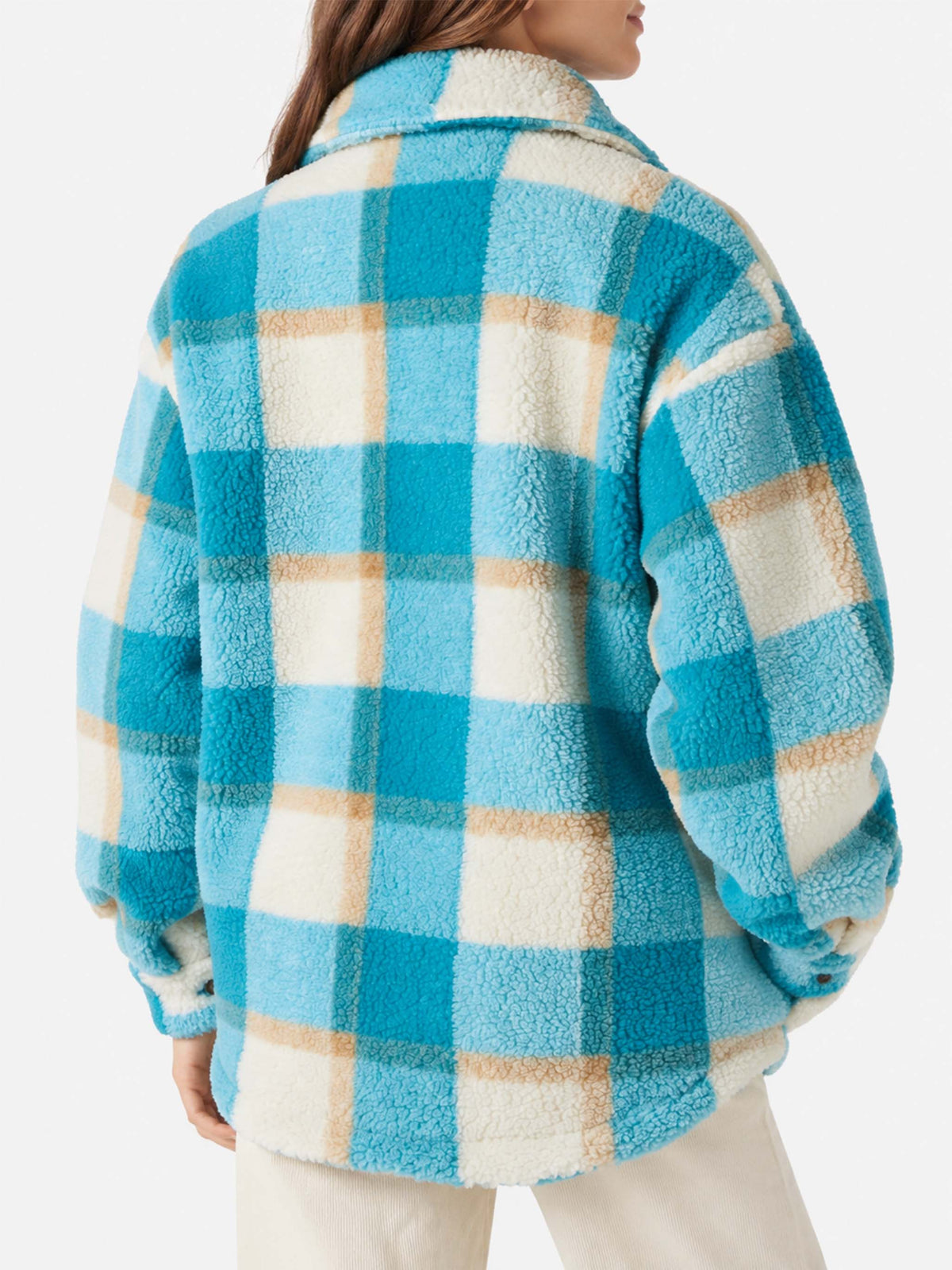 Overshirt Elys in sherpa con fantasia tartan 