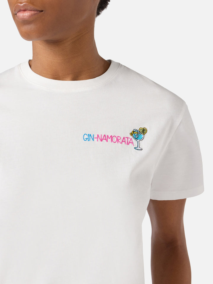 White Emilie T-shirt with Gin-namorata embroidery
