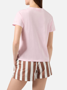 Pink Emilie T-shirt with Mi girano le pale embroidery