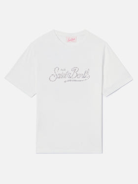 Camiseta Emilie blanca con logo de strass 