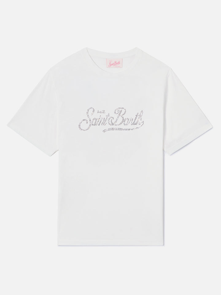Camiseta Emilie blanca con logo de strass 