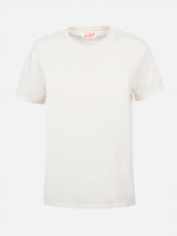 T-shirt girocollo in jersey di cotone bianco sporco da donna Emilie