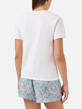 Camiseta Emilie blanca con bordado del charm St. Barth Paradise 