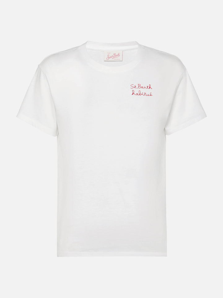 T-shirt Emilie in cotone con ricamo St. Barth habituè