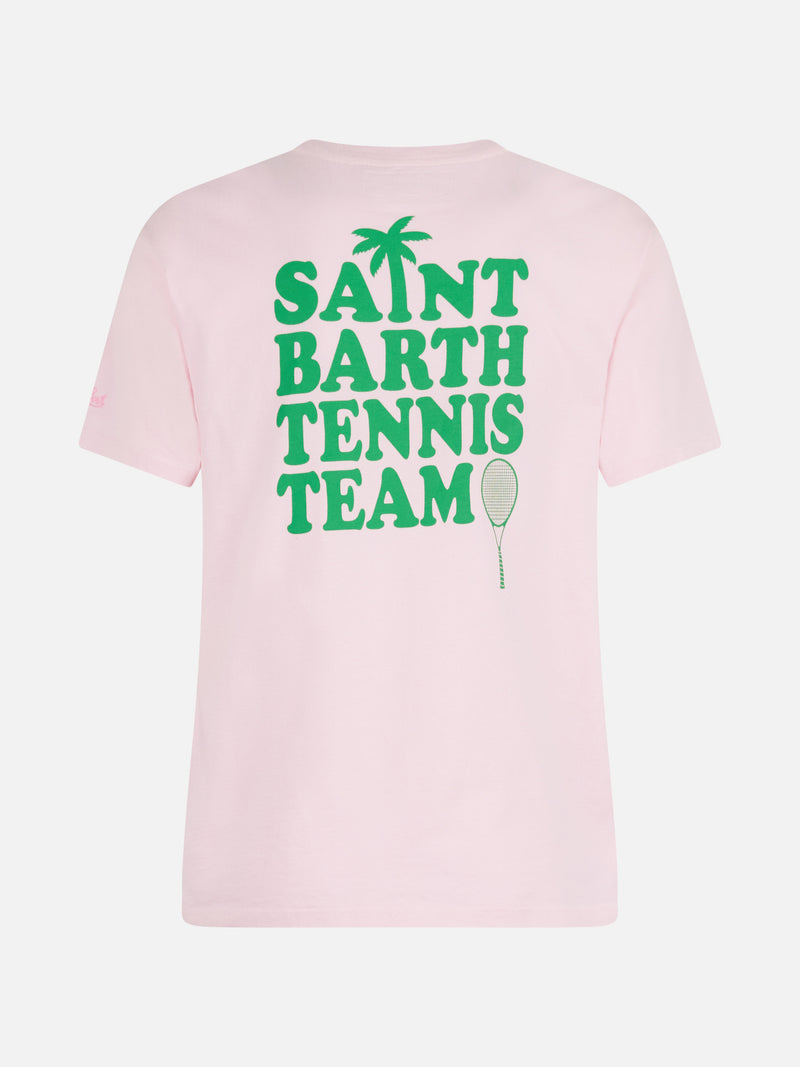 Rosa Baumwoll-T-Shirt mit Aufdruck des St. Barth-Tennisteams