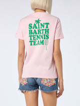 Rosa Baumwoll-T-Shirt mit Aufdruck des St. Barth-Tennisteams