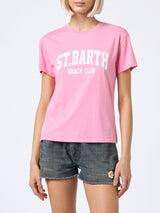 T-shirt da donna girocollo Emilie in jersey di cotone con stampa Saint Barth Beach Club