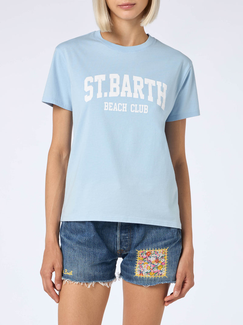 T-shirt girocollo in jersey di cotone da donna Emilie con stampa St Barth beach club