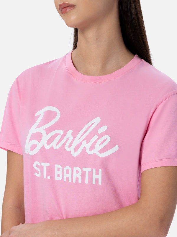 Damen-T-Shirt Emilie aus Baumwolljersey mit Rundhalsausschnitt und Barbie St. Barth-Aufdruck | BARBIE SPECIAL EDITION