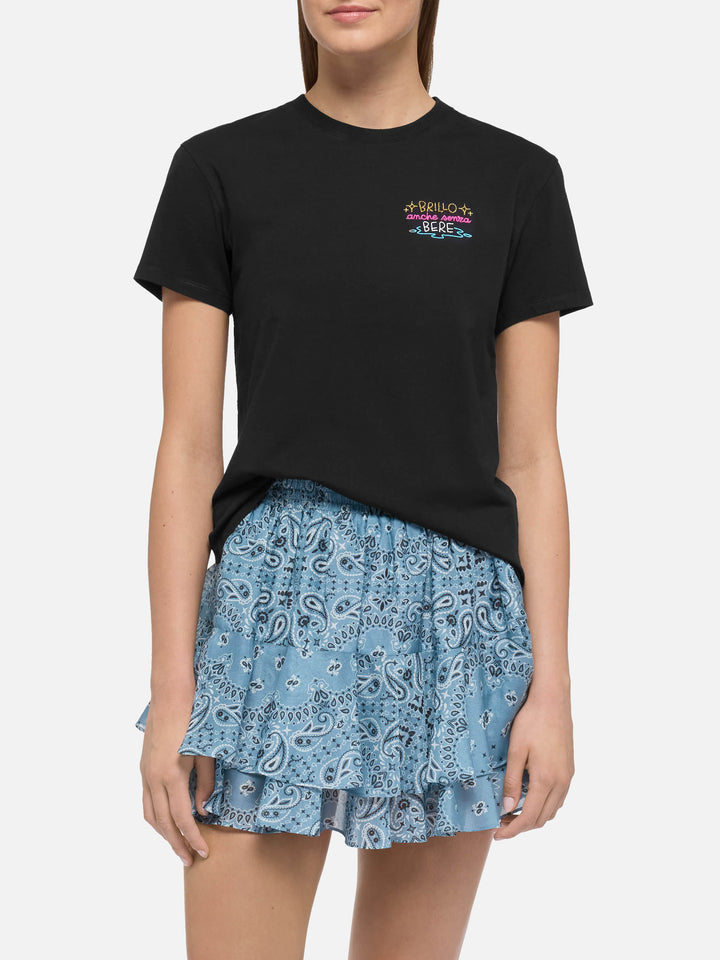 Emilie cotton t-shirt with Brillo senza bere embroidery | INSULTI LUMINOSI SPECIAL EDITION