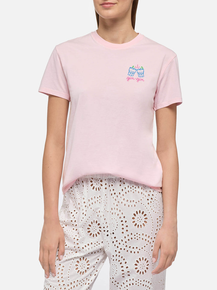 T-shirt Emilie in cotone con ricamo Gin Gin | INSULTI LUMINOSI SPECIAL EDITION