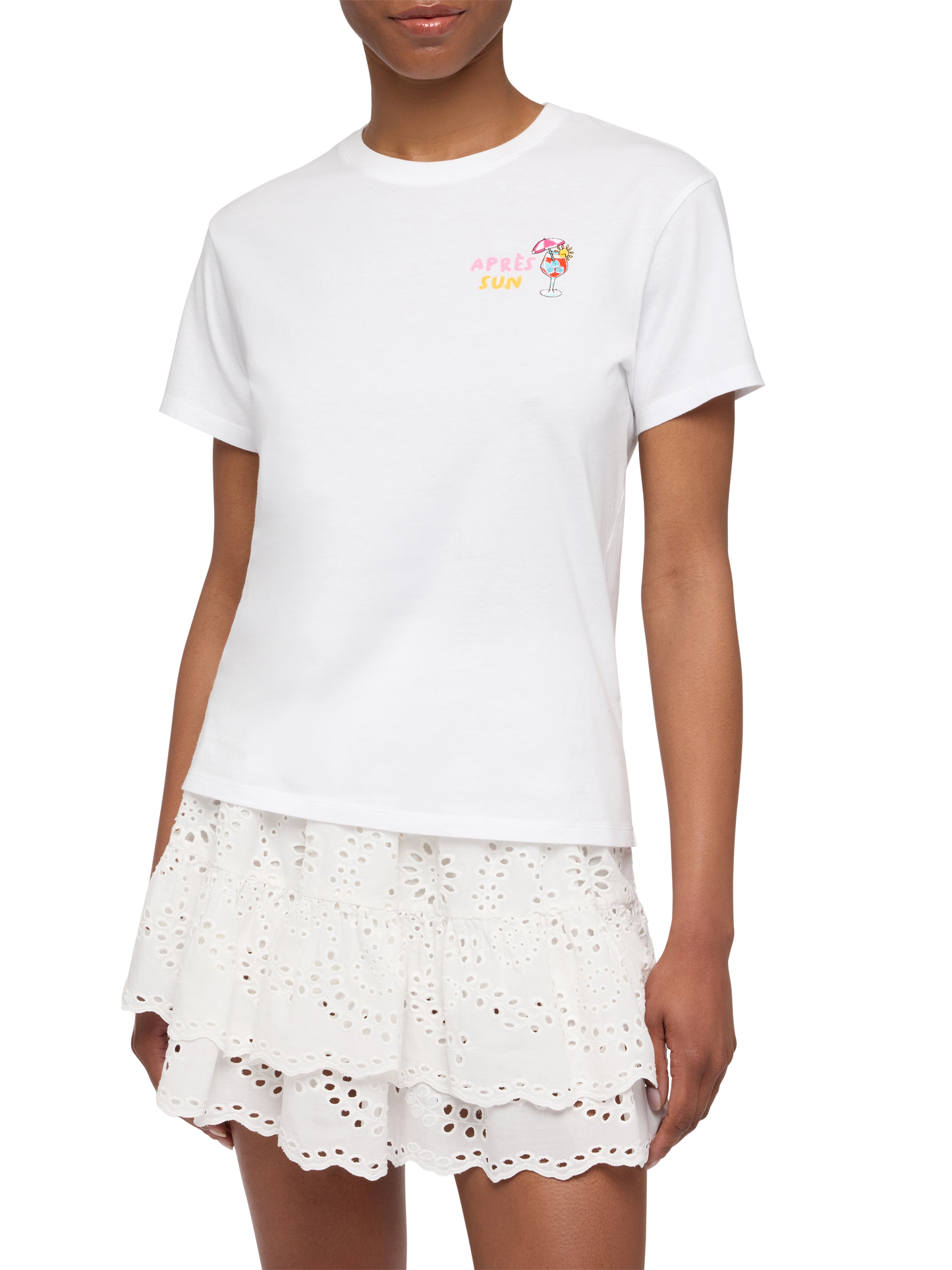 Emilie-Baumwoll-T-Shirt mit Après Sun-Stickerei
