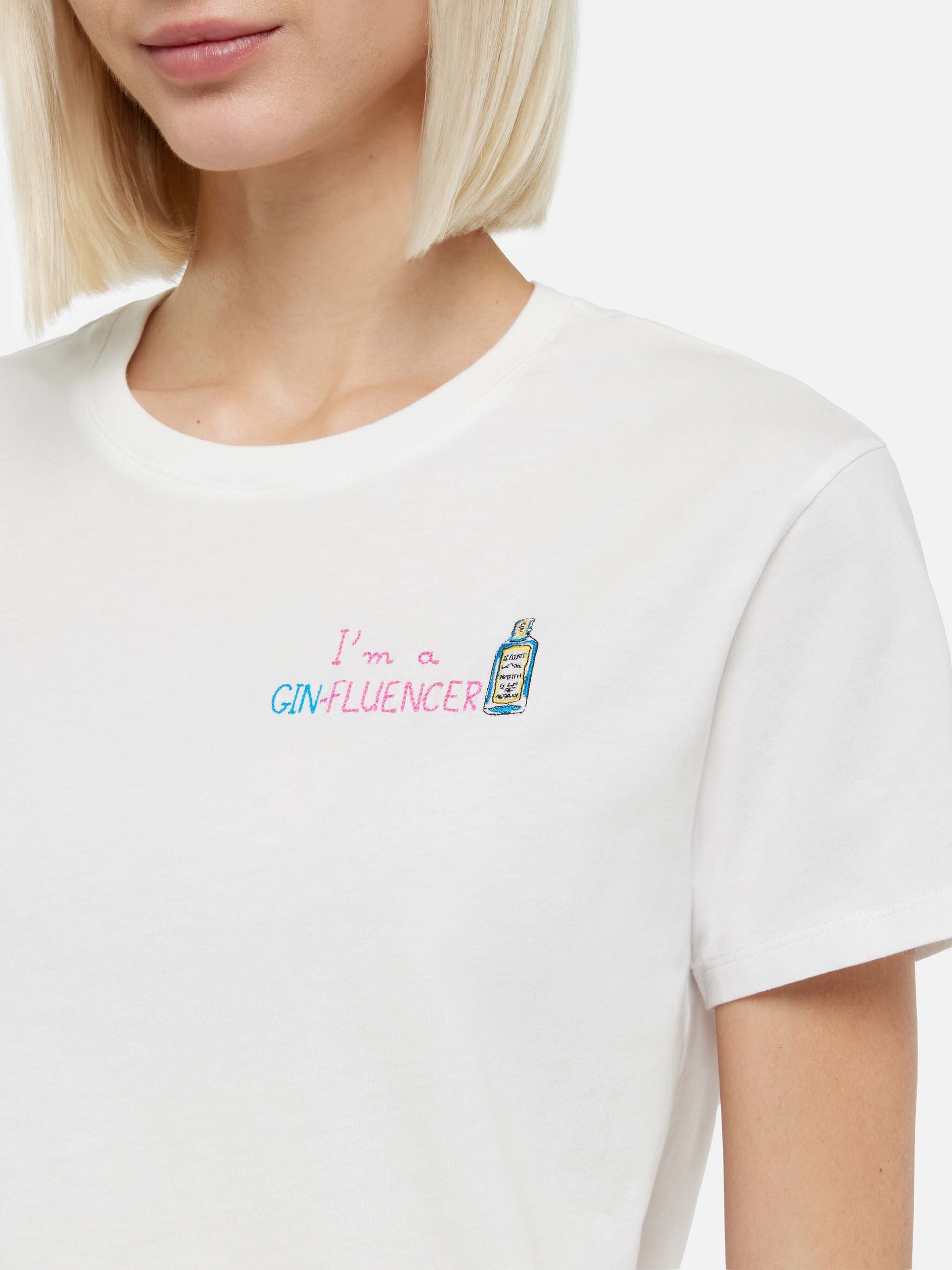 Emilie cotton t-shirt with GIN-fluencer embroidery - MC2 Saint Barth