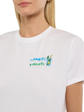 Baumwoll-T-Shirt Emilie mit Stickerei „Mariti + Mojiti“