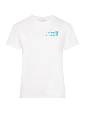 Baumwoll-T-Shirt Emilie mit Stickerei „Mariti + Mojiti“