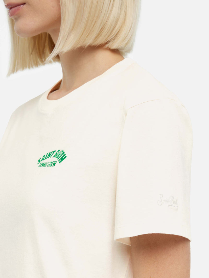 Emilie t-shirt in cotone con stampa Saint Barth tennis crew