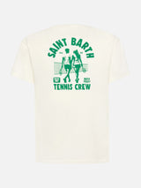 Emilie cotton t-shirt with Saint Barth tennis crew print