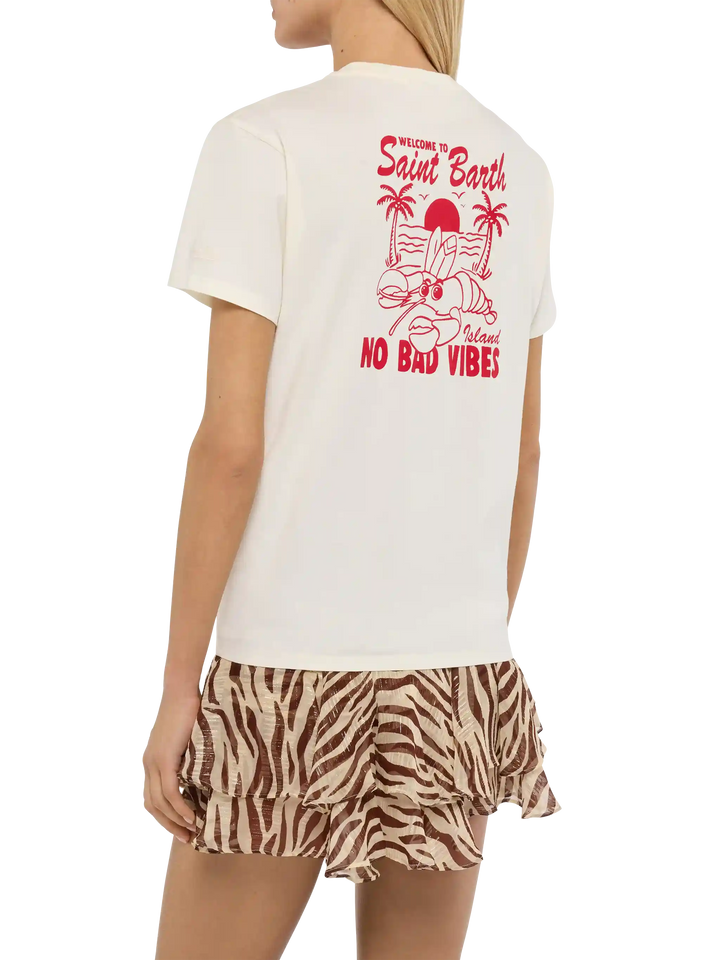 Emilie cotton t-shirt with No Bad Vibes print