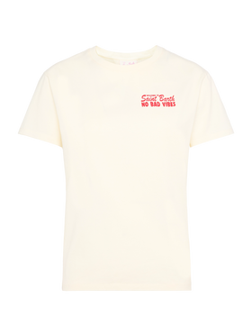 Emilie cotton t-shirt with No Bad Vibes print