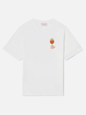 White Emilie T-shirt with cocktail bead embroidery