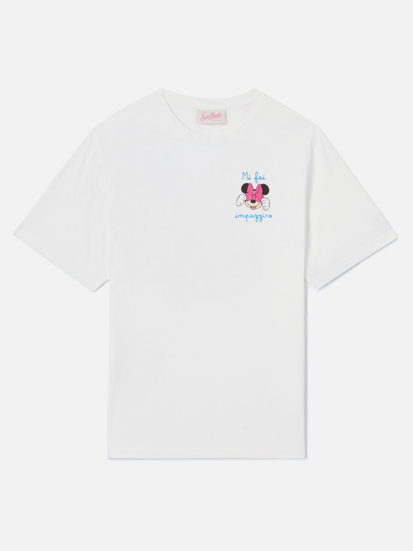 T-shirt Emilie bianca con stampa Minnie e ricamo Mi fai impazzire | Special edition