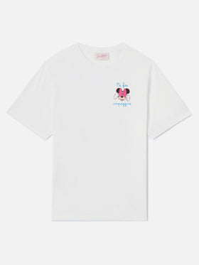 T-shirt Emilie bianca con stampa Minnie e ricamo Mi fai impazzire | Special edition