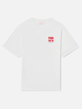 White Emilie T-shirt with Find Me in Vacation print