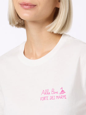 Woman cotton jersey crewneck t-shirt Emilie with Amo Forte print | ALLE BOE SPECIAL EDITION - MC2 Saint Barth