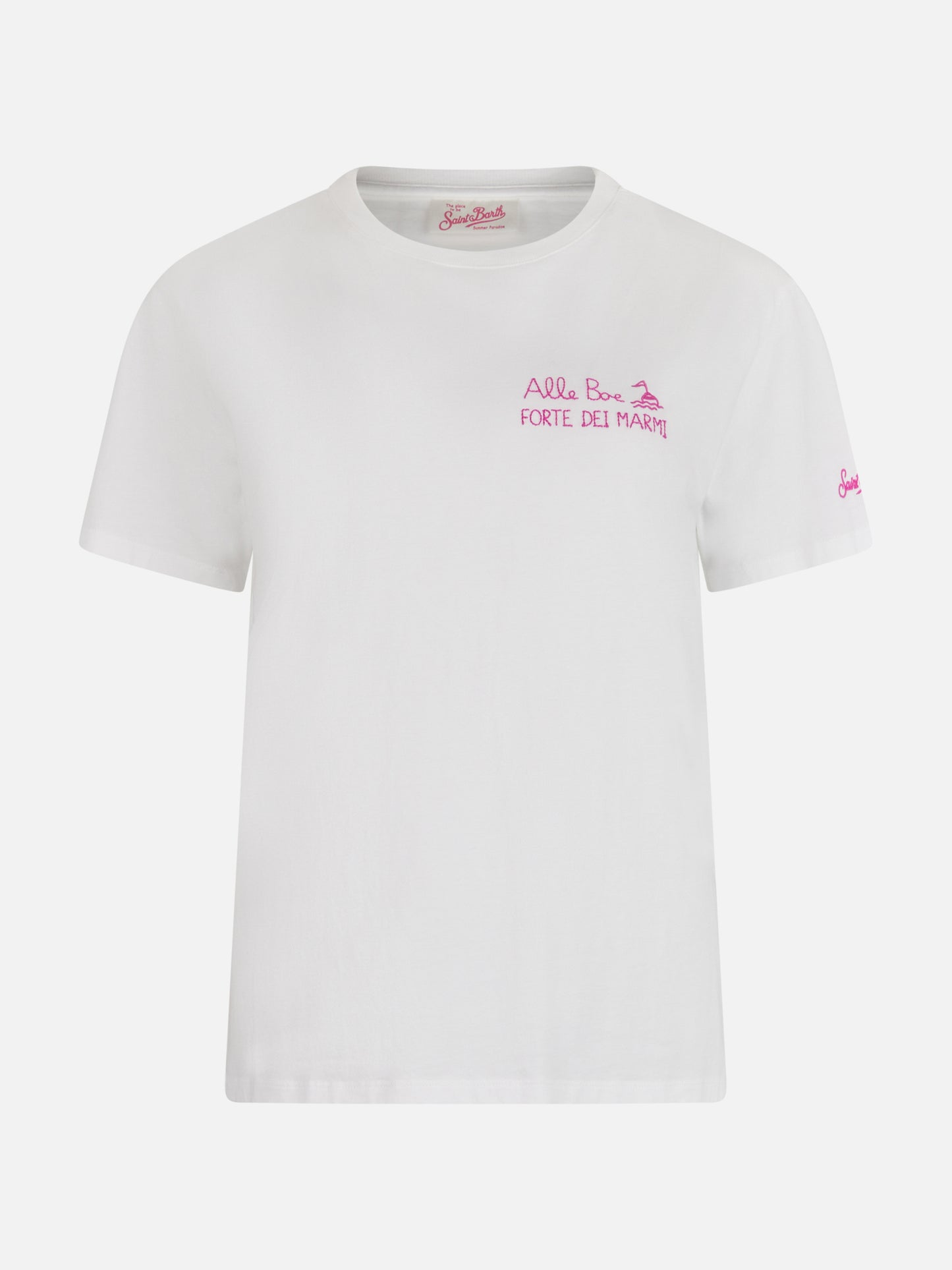 Woman cotton jersey crewneck t-shirt Emilie with Amo Forte print | ALLE BOE SPECIAL EDITION - MC2 Saint Barth