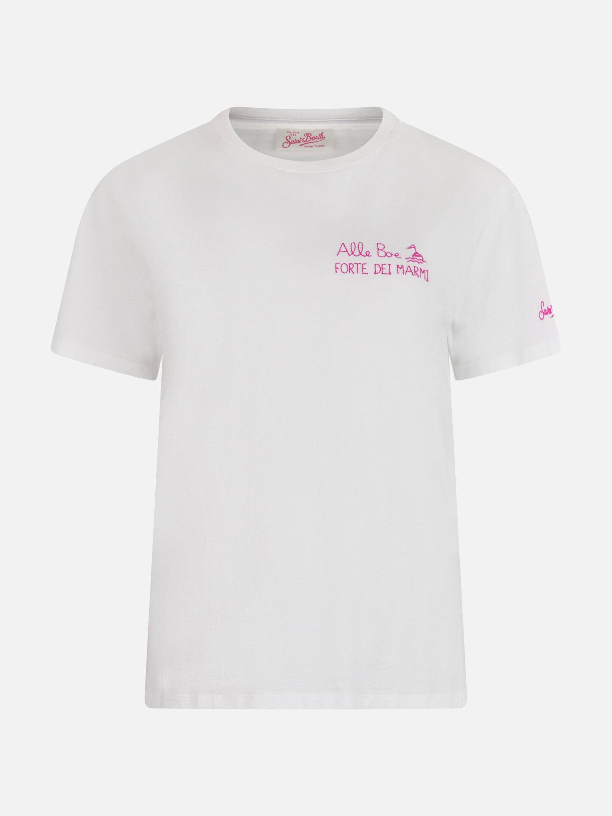 Woman cotton jersey crewneck t-shirt Emilie with Amo Forte print | ALLE BOE SPECIAL EDITION - MC2 Saint Barth