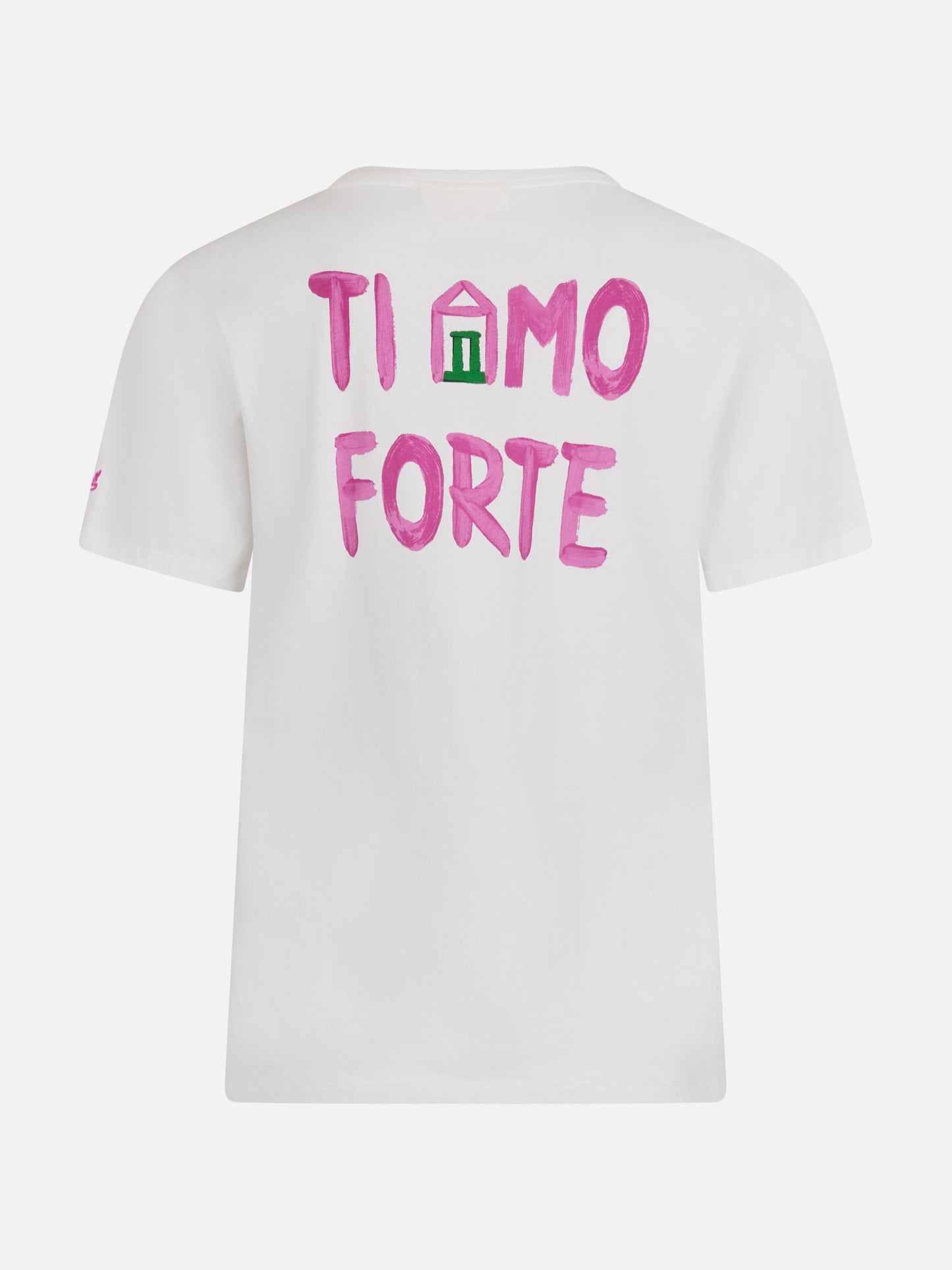 Woman cotton jersey crewneck t-shirt Emilie with Amo Forte print | ALLE BOE SPECIAL EDITION - MC2 Saint Barth