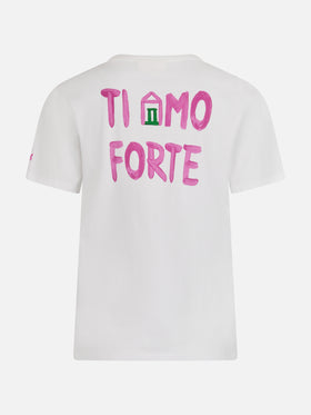 Woman cotton jersey crewneck t-shirt Emilie with Amo Forte print | ALLE BOE SPECIAL EDITION - MC2 Saint Barth
