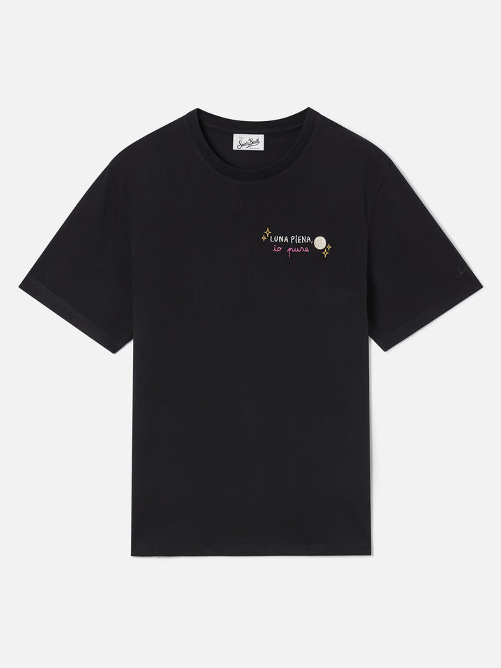 T-shirt Emilie nera con ricamo Luna Piena