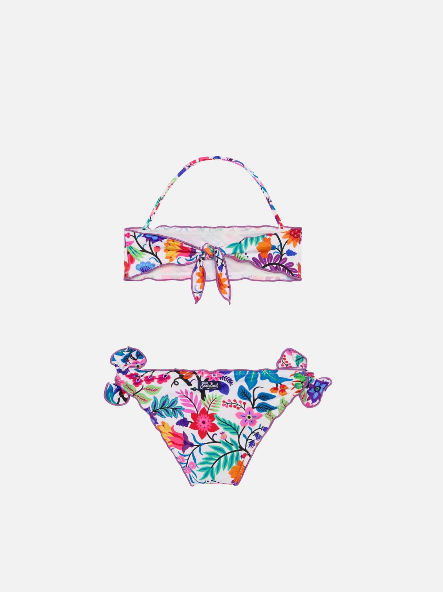 Bandeau-Bikini für Mädchen mit mehrfarbigen Blumen