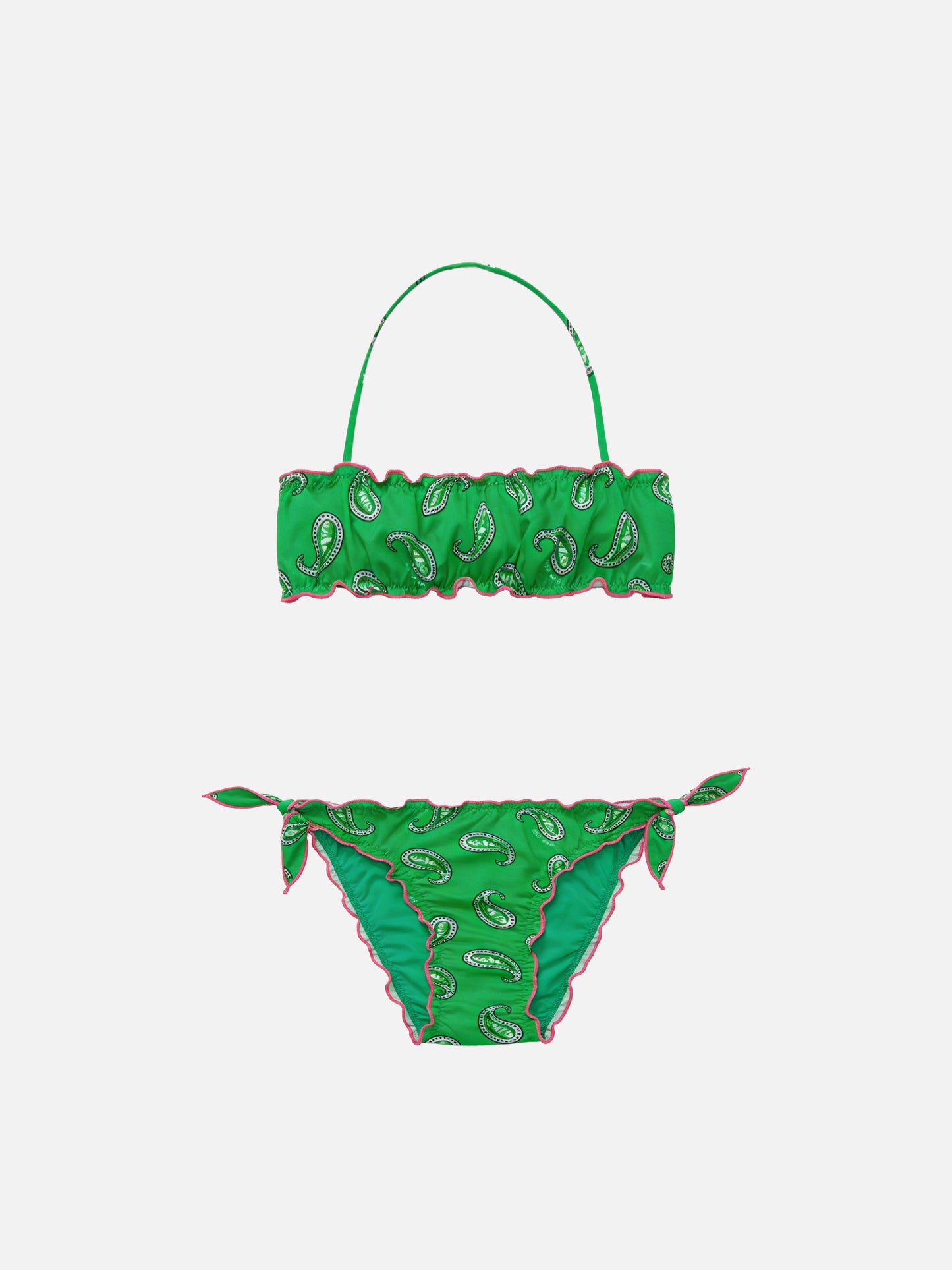Mädchen-Bandeau-Bikini mit Paisley-Print 